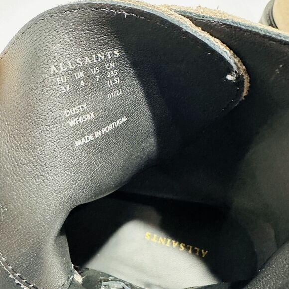 AllSaints Dusty Women's US 7 Combat Boots Light Gray Tan Cow Suede NWOB $299 - Picture 11 of 12